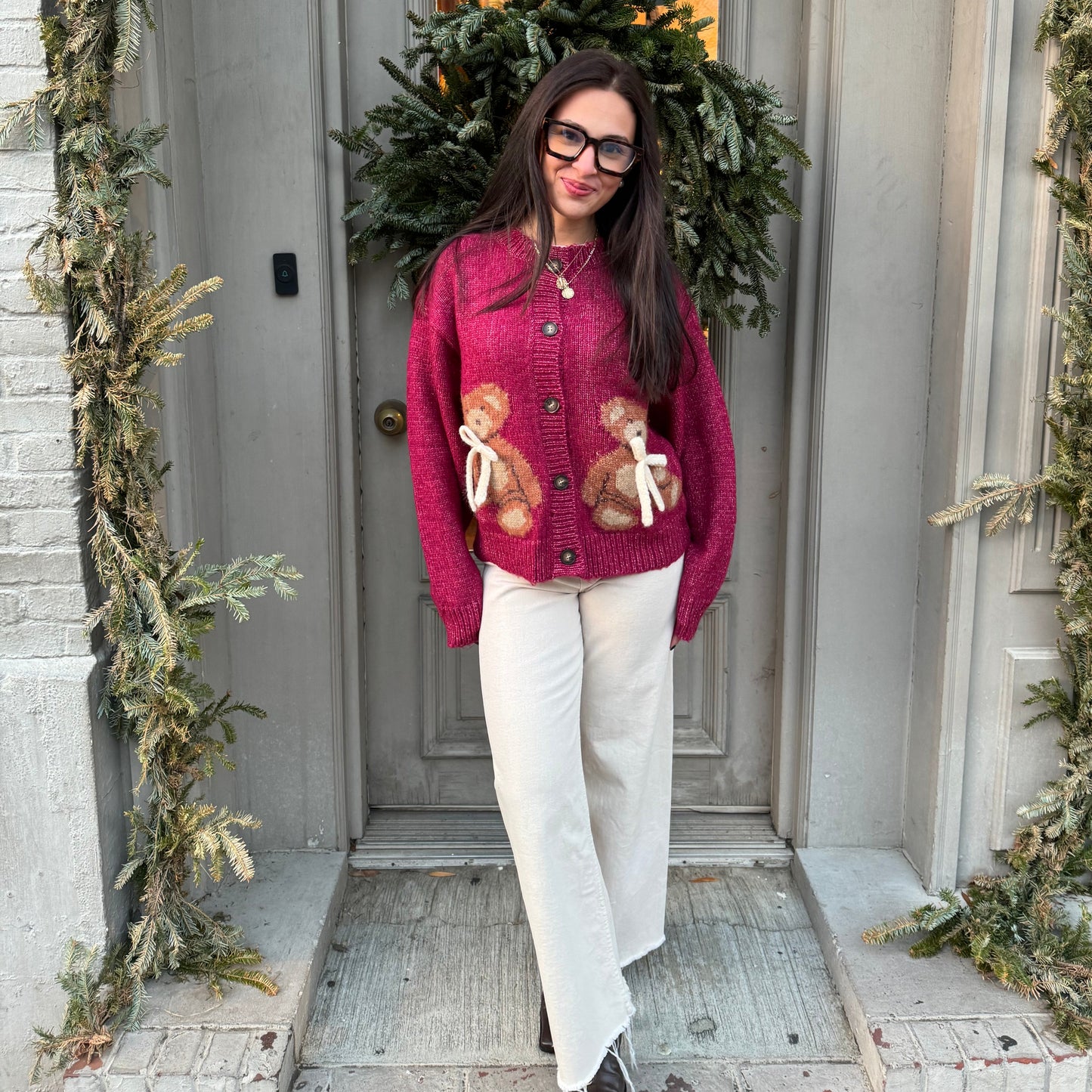 Teddy Burgundy Cardigan