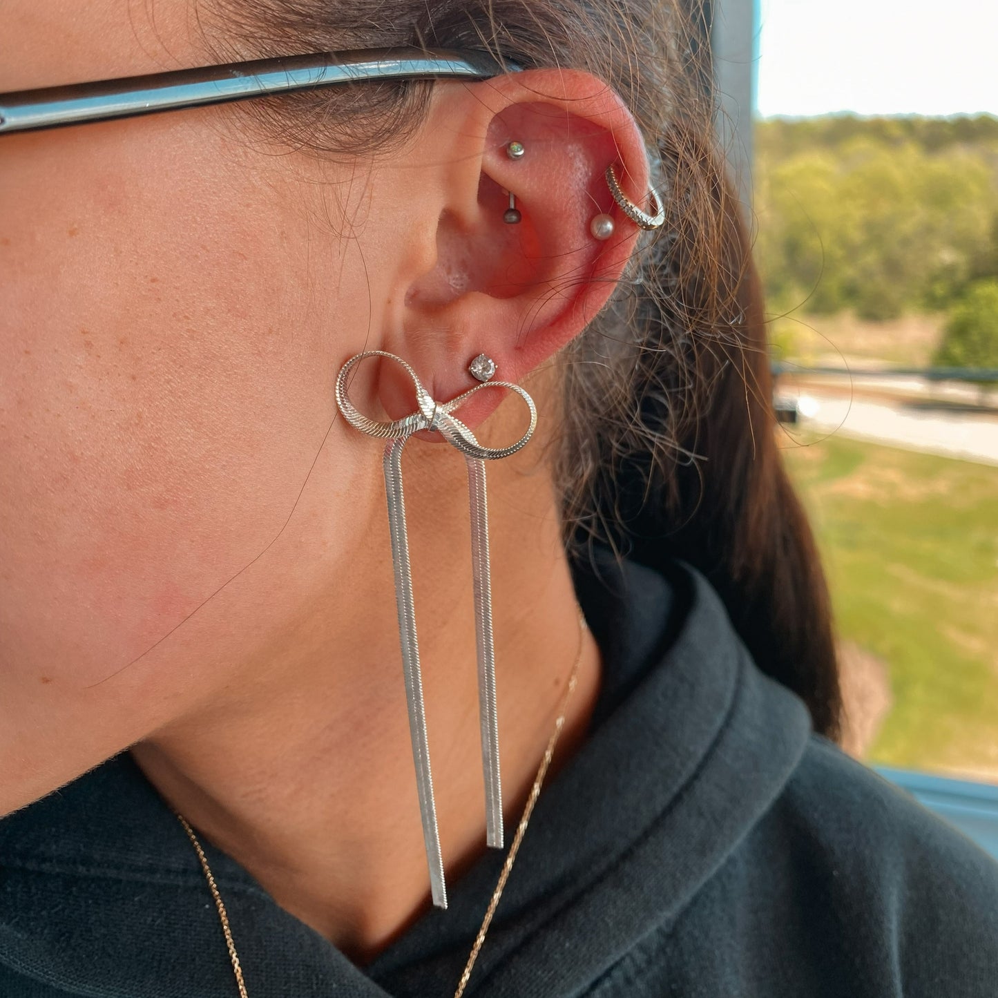 Silver Bow Earrings